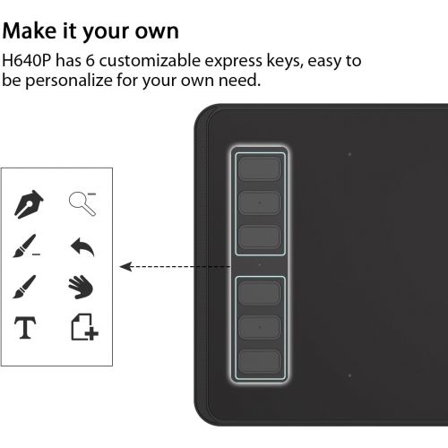  [아마존베스트]HUION Inspiroy H950P Graphics Tablet (Supports OS Android) 8 Custom ExpressKeys with Battery-Free Digital Pen Can Update Tilt Function - Ideal for Home Office & E-Learning