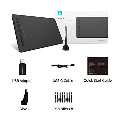  [아마존베스트]HUION Inspiroy H1161 Professional Graphics Tablet (Supports Android Devices) 11 x 6.875 Inch with 10 Custom Express Buttons and a Touch Strip Ideal for Home Office & E-Learning