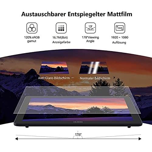  [아마존베스트]HUION Kamvas 22 21.5 Inch Graphics Tablet with Display, 120% sRGB Color Range Anti-Glare Matte Film - Can be connected to Android Phone via a fully featured USB-C to USB-C Cable