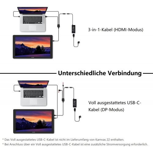  [아마존베스트]HUION Kamvas 22 21.5 Inch Graphics Tablet with Display, 120% sRGB Color Range Anti-Glare Matte Film - Can be connected to Android Phone via a fully featured USB-C to USB-C Cable