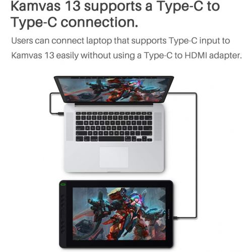  [아마존베스트]HUION Full Function Type C Cable Compatible with Kamvas 13 Drawing Tablet Monitor