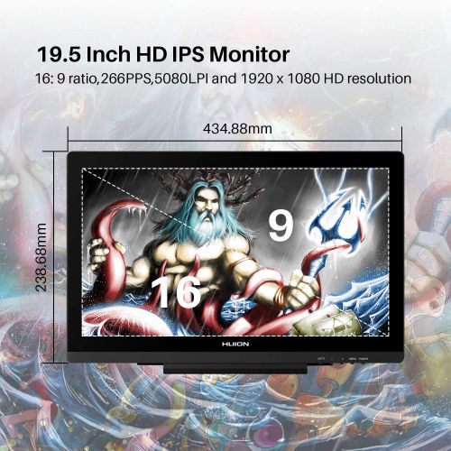  HUION Huion KAMVAS GT-191V2 19.5 Inch HD Graphics Drawing Monitor with Battery-Free Stylus (8192 Levels Pressure)