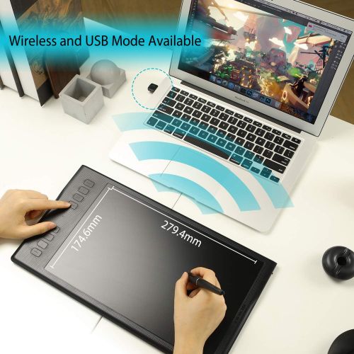  HUION Huion Inspiroy Q11K V2 Graphic Drawing Tablet Tilt Function Battery-Free Stylus 8192 Pen Pressure with Artist Glove and 18 Pen Nibs