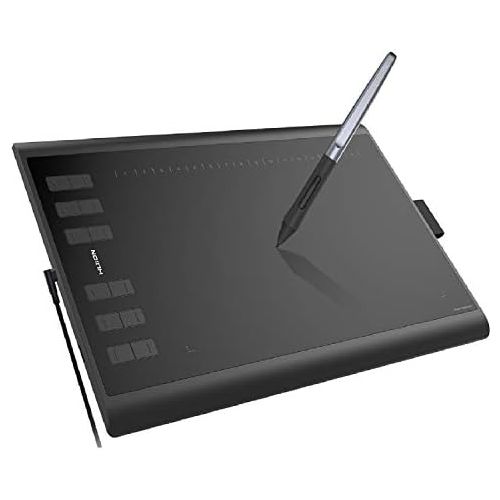  HUION New 1060 Plus 10 x 6.25 Inches Graphics Drawing Pen Tablet with 8192 Levels Pen Pressure 8GB SD Card 12 Express Keys - Upgraded Version