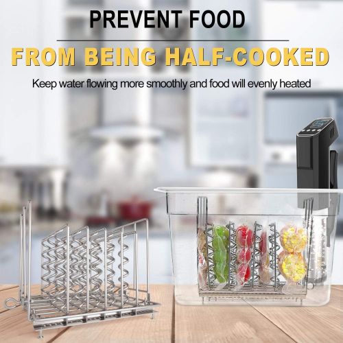  HUISPARK Sous Vide Rack,Stainless Steel Adjustable Collapsible Rack Frame,Easy Store and Clean Rack,Anti-Floating Spiral Dividers Frame Rack Module,7.5×7.5×6.5inch(1.5lb) Rack Suit Sous Vid