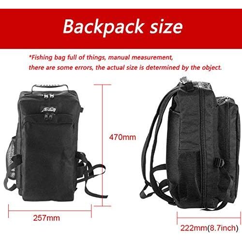  [아마존베스트]HUIYING Detachable Fishing Bags, Fishing Storage Backpack, Fishing Device Accessory Case, with High Capacity for Carp Sea Outdoor Fishing and Sports Cycling, Black