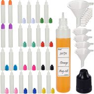 HUIZHU 25pcs 30mL Unicorn Pen LDPE Plastic Bottle - Long thick Tip 25 Pack - CRC Child Resistant Cap - BPA Free Squeezable PE Bottles (25, Multicolor) (Colored cap, 30ml x 25pcs)