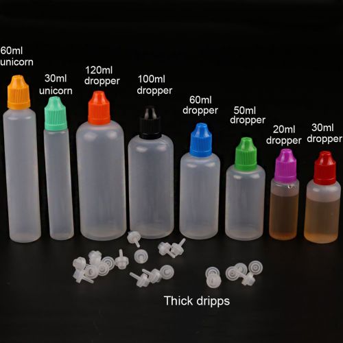  HUIZHU 25pcs 30mL Unicorn Pen LDPE Plastic Bottle - Long thick Tip 25 Pack - CRC Child Resistant Cap - BPA Free Squeezable PE Bottles (25, Multicolor) (Colored cap, 30ml x 25pcs)