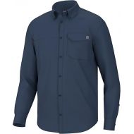 HUK Men's Tide Point Solid Long Sleeve Shirt, Button