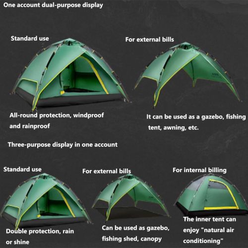  HUKSXZ Camping Tent, Waterproof Family Tent with Carry Bag, Lightweight Tent with Stakes for Camping, Traveling, Backpacking, Hiking, Outdoors (Color : Green, Size : 2-3 People 200 * 150