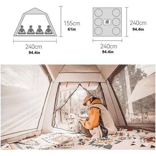  HUKSXZ Lightweight Backpacking Tent - 3 Season Ultralight Waterproof Camping Tent, Large Size Easy Setup Tent for Family, Outdoor, Hiking and Mountaineering (Color : Beige, Size : B)