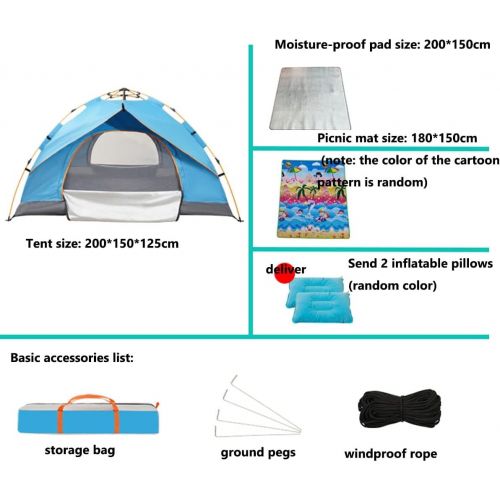  HUKSXZ Pop-up Tent and Automatic Instant Portable Beach, Camping Tent Pop Up Shade Tent - Suitable for 2 People - 2 Doors - Water-Resistant, UV Protection Sun Shelter with Carrying