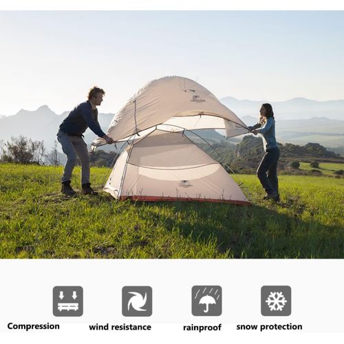  HUKSXZ Camping Tent, Waterproof Family Tent with Removable Rainfly and Carry Bag, Lightweight Tent with Stakes for Camping, Traveling, Backpacking, Hiking, Outdoors (Color : Orange, Size