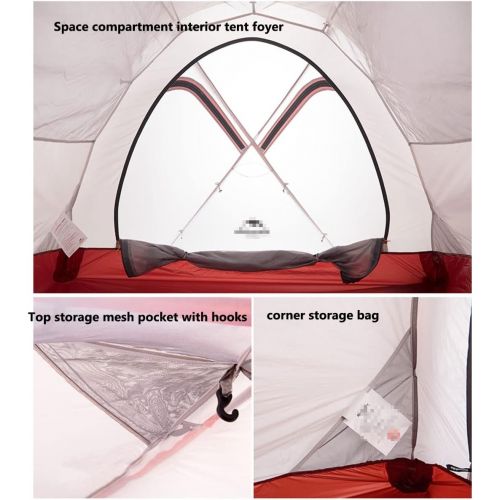  HUKSXZ Tent 3-4 Person Camping Tents, Waterproof Windproof Family Tent with Top Rainfly, Large Mesh Windows, Double Layer, Easy Set Up, Portable with Carry Bag (Color : White, Size
