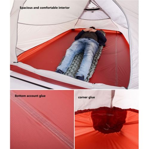  HUKSXZ Tent 3-4 Person Camping Tents, Waterproof Windproof Family Tent with Top Rainfly, Large Mesh Windows, Double Layer, Easy Set Up, Portable with Carry Bag (Color : White, Size