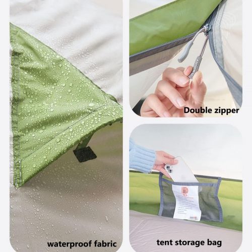  HUKSXZ Beach Tent Sun Shelter Shade Easy Setup Portable Beach Tent for 2/3/4 People Waterproof and Windproof Camping Tent (Color : Green, Size : 2 Persons 210 * 110cm)