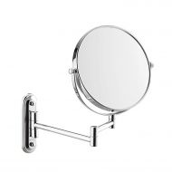 HUMAKEUP Folding Telescopic Bathroom Beauty Mirror with 3X Magnifying Mirror Vanity Mirror Double-Sided Round Mirror Makeup Mirror 6/8 Inch Silver (Size : 8 inches)