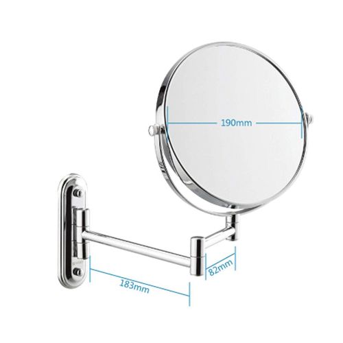  HUMAKEUP Folding Telescopic Bathroom Beauty Mirror with 3X Magnifying Mirror Vanity Mirror Double-Sided Round Mirror Makeup Mirror 6/8 Inch Silver (Size : 8 inches)