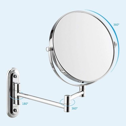  HUMAKEUP Folding Telescopic Bathroom Beauty Mirror with 3X Magnifying Mirror Vanity Mirror Double-Sided Round Mirror Makeup Mirror 6/8 Inch Silver (Size : 8 inches)