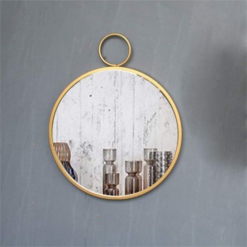  HUMAKEUP Retro Round Hanging Mirror Metal Frame Makeup Mirror Large Modern Fashion Decorative Wall Mirror for Entrance Channel Bathroom Living Room Study (Size : Diameter 80cm)