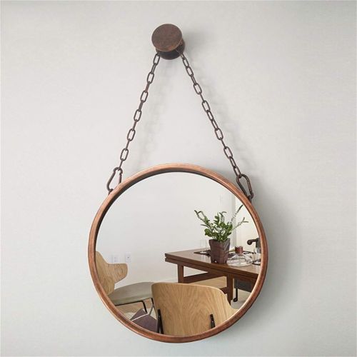  HUMAKEUP Round Hanging Mirror Large Metal Frame Wall Mirror Modern Retro Fashion Decoration for Entrance Channel Bathroom Living Room Study (Size : Diameter 60cm)