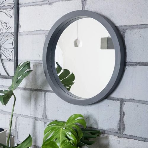  HUMAKEUP Round Hanging Mirror Wooden Frame Large Modern Fashion Decorative Wall Mirror for Entrance Passage Bathroom Living Room Study (Size : Diameter 60cm)