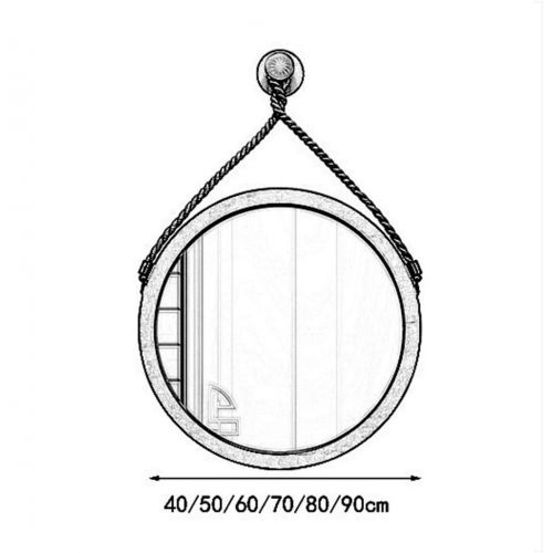  HUMAKEUP Round Hanging Mirror Large Wooden Frame Wall Mirror Modern Fashion Decorative Mirror for Entrance Channel Bathroom Living Room Study (Color : B, Size : 70cm)