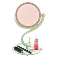 HUMAKEUP Illuminated Desktop Makeup Mirror LED Light Adjustable Brightness USB Charging Desk lamp Multifunctional Vanity Mirror Pink Green White (Color : Green)