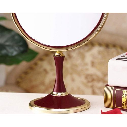  HUMAKEUP Dressing Table Double-Sided Makeup Mirror 1x / 3X Magnifying Glass Bride Makeup Mirror 360 Degree Rotating Home Mirror Red (Design : Oval)