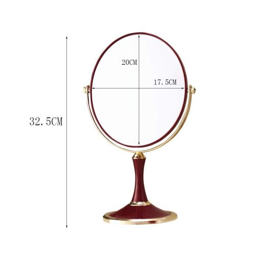  HUMAKEUP Dressing Table Double-Sided Makeup Mirror 1x / 3X Magnifying Glass Bride Makeup Mirror 360 Degree Rotating Home Mirror Red (Design : Oval)