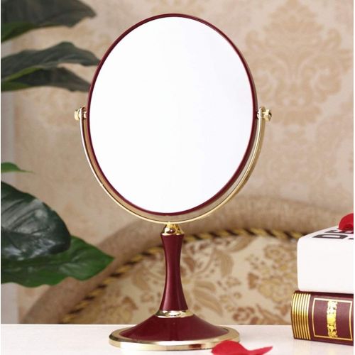  HUMAKEUP Dressing Table Double-Sided Makeup Mirror 1x / 3X Magnifying Glass Bride Makeup Mirror 360 Degree Rotating Home Mirror Red (Design : Oval)