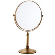 HUMAKEUP Dressing Table Double-Sided Makeup Mirror 3X Magnification Independent Makeup Mirror 360 Degree Rotation Home Bathroom Mirror Gold (Color : Bronze)