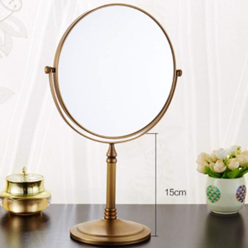  HUMAKEUP Dressing Table Double-Sided Makeup Mirror 3X Magnification Independent Makeup Mirror 360 Degree Rotation Home Bathroom Mirror Gold (Color : Bronze)