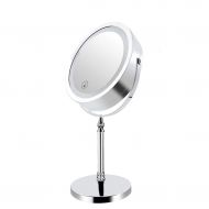 HUMAKEUP Double-Sided Luminous Mirror Dressing Table 7-inch Lip Gloss 10 Times Magnification Adjustable Makeup Mirror Touch Screen 360 ° Rotating Bathroom Mirror