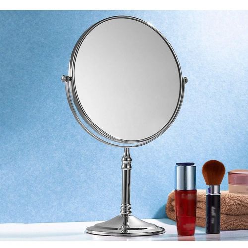  HUMAKEUP Freestanding 3X Magnification Double Sided Makeup Mirror Dressing Table Bathroom Mirror 360 Degree Rotating Mirror Round Chrome (Size : 332012.5cm)