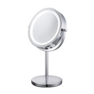 HUMAKEUP Glowing Makeup Mirror 7 Inch Lighting Vanity Mirror 1 / 10X Magnifying Glass Double-Sided Table Mirror Chrome Finished Silver