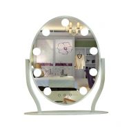HUMAKEUP LED Bulb Desktop Makeup Mirror Adjustable Light Professional HD Oval Vanity Mirror for Bedroom Bathroom Dressing Table Dressing Room
