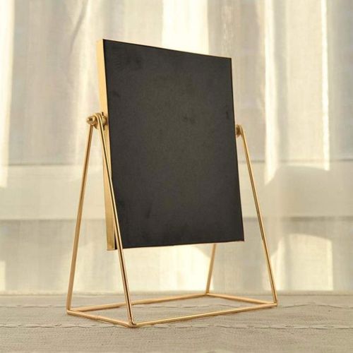  HUMAKEUP Vintage Metal Border Makeup Mirror Antique Desktop Vertical Mirror Gold for Bedroom Bathroom Dressing Table Dressing Room Rectangular/Round (Color : 15.515.524cm)