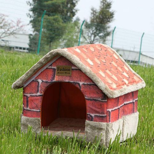  HUN Pet House,Vintage Brick Portable Indoor Pet Bed Dog House Soft Warm and Comfortable Cat