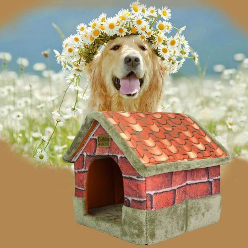  HUN Pet House,Vintage Brick Portable Indoor Pet Bed Dog House Soft Warm and Comfortable Cat