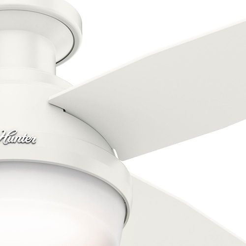  [아마존베스트]Hunter Dempsey Indoor Low Profile Ceiling Fan with LED Light and Remote Control, 44, White