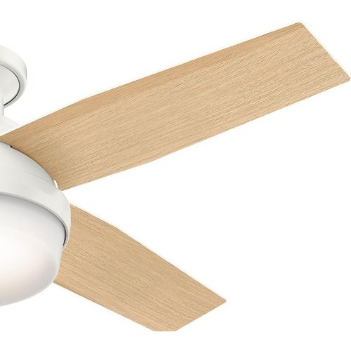  [아마존베스트]Hunter Dempsey Indoor Low Profile Ceiling Fan with LED Light and Remote Control, 44, White