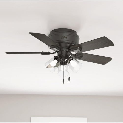  [아마존베스트]Hunter Crestfield Indoor Low Profile Ceiling Fan with LED Light and Pull Chain Control, 42, Noble Bronze