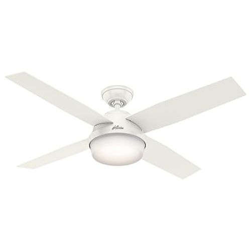  Hunter Fan Company 59252 Hunter 52 Dempsey Damp Fresh White Ceiling Fan with Light and Remote, Pwt, Nckl, BS, Slvr