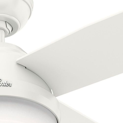  Hunter Fan Company 59252 Hunter 52 Dempsey Damp Fresh White Ceiling Fan with Light and Remote, Pwt, Nckl, BS, Slvr