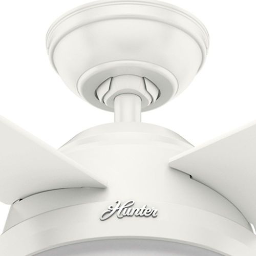  Hunter Fan Company 59252 Hunter 52 Dempsey Damp Fresh White Ceiling Fan with Light and Remote, Pwt, Nckl, BS, Slvr