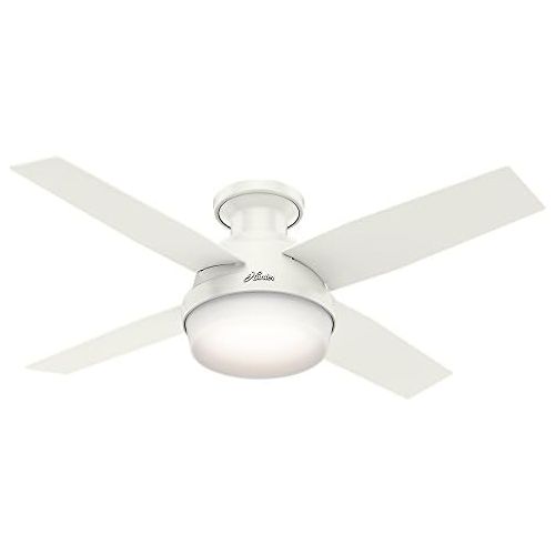  Hunter Fan Company Hunter 59244 Dempsey Low Profile Fresh White Ceiling Fan With Light & Remote, 44 Inch