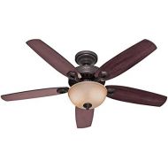 Hunter Fan Company Hunter 53091 Builder Deluxe 5-Blade Single Light Ceiling Fan with Brazilian CherryStained Oak Blades and Piped Toffee Glass Light Bowl, 52-Inch, New Bronze