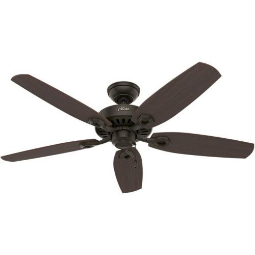  Hunter Fan Company Hunter 53091 Builder Deluxe 5-Blade Single Light Ceiling Fan with Brazilian CherryStained Oak Blades and Piped Toffee Glass Light Bowl, 52-Inch, New Bronze