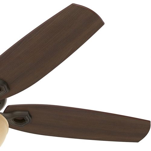  Hunter Fan Company Hunter 53091 Builder Deluxe 5-Blade Single Light Ceiling Fan with Brazilian CherryStained Oak Blades and Piped Toffee Glass Light Bowl, 52-Inch, New Bronze